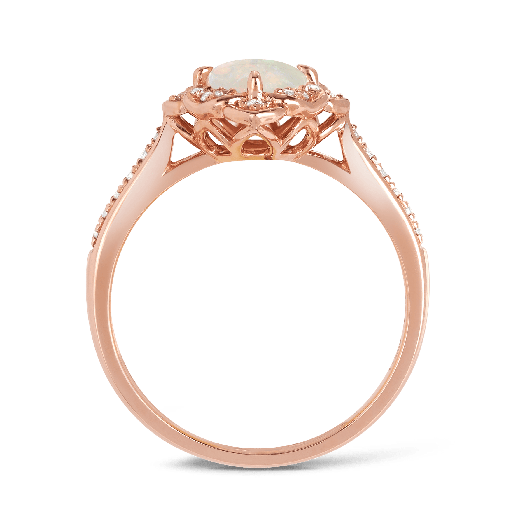 Solid White Opal & Diamond Ring in 9ct Rose Gold - Wallace Bishop