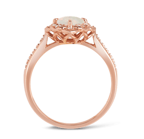 Solid White Opal & Diamond Ring in 9ct Rose Gold - Wallace Bishop