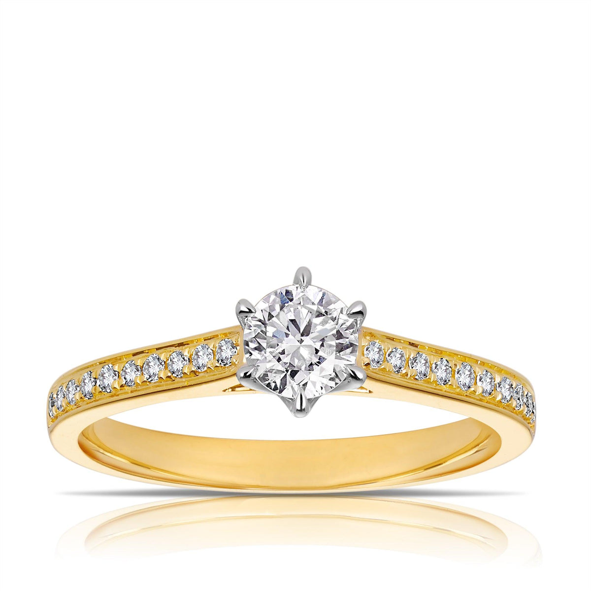 Solitaire Diamond Engagement Ring in 18ct Yellow and White Gold TGW 0.5 - Wallace Bishop