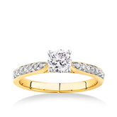 Solitaire Diamond Pavé Band Engagement Ring in 9ct Yellow and White Gold TDW 0.70ct - Wallace Bishop
