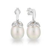 South Sea Round Shape Pearl Earrings in 18ct White Gold - Wallace Bishop