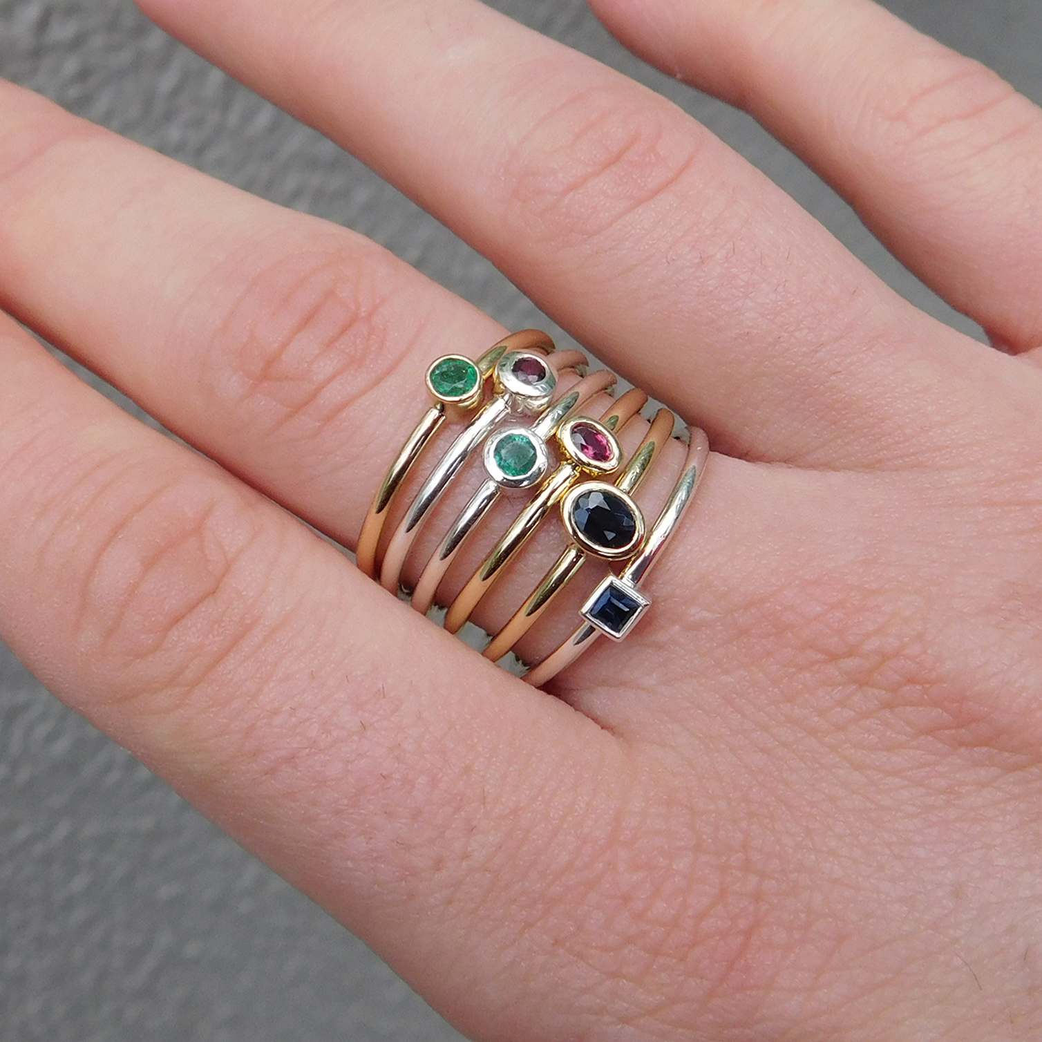 Emerald Stacker Ring in Sterling Silver