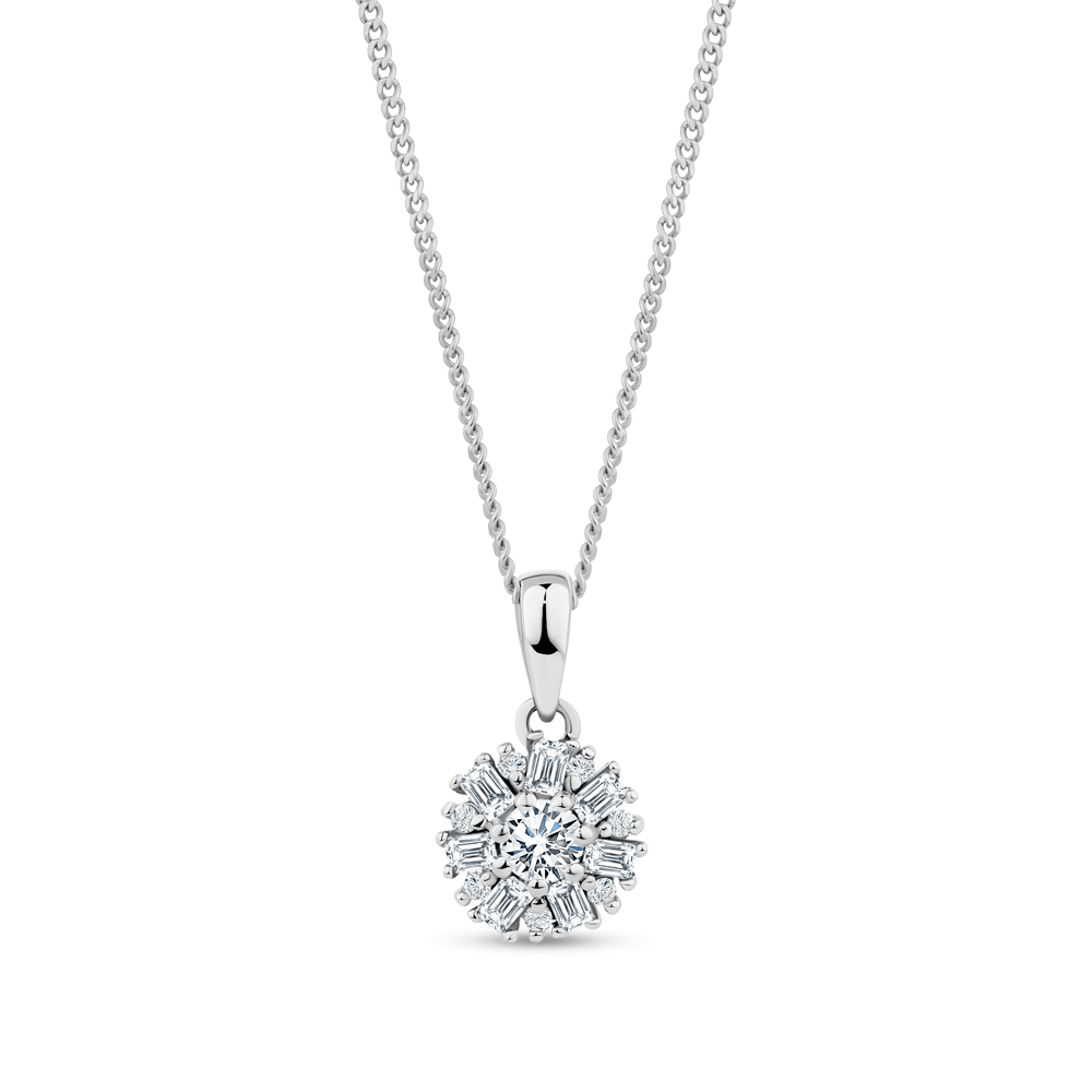 Sterling Silver Cubic Zirconia Snowflake Pendant Necklace - Wallace Bishop