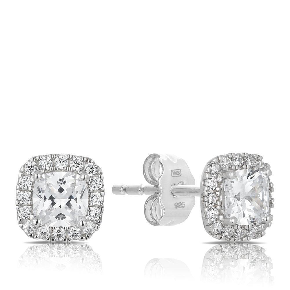 Sterling Silver Cubic Zirconia Stud Earrings - Wallace Bishop
