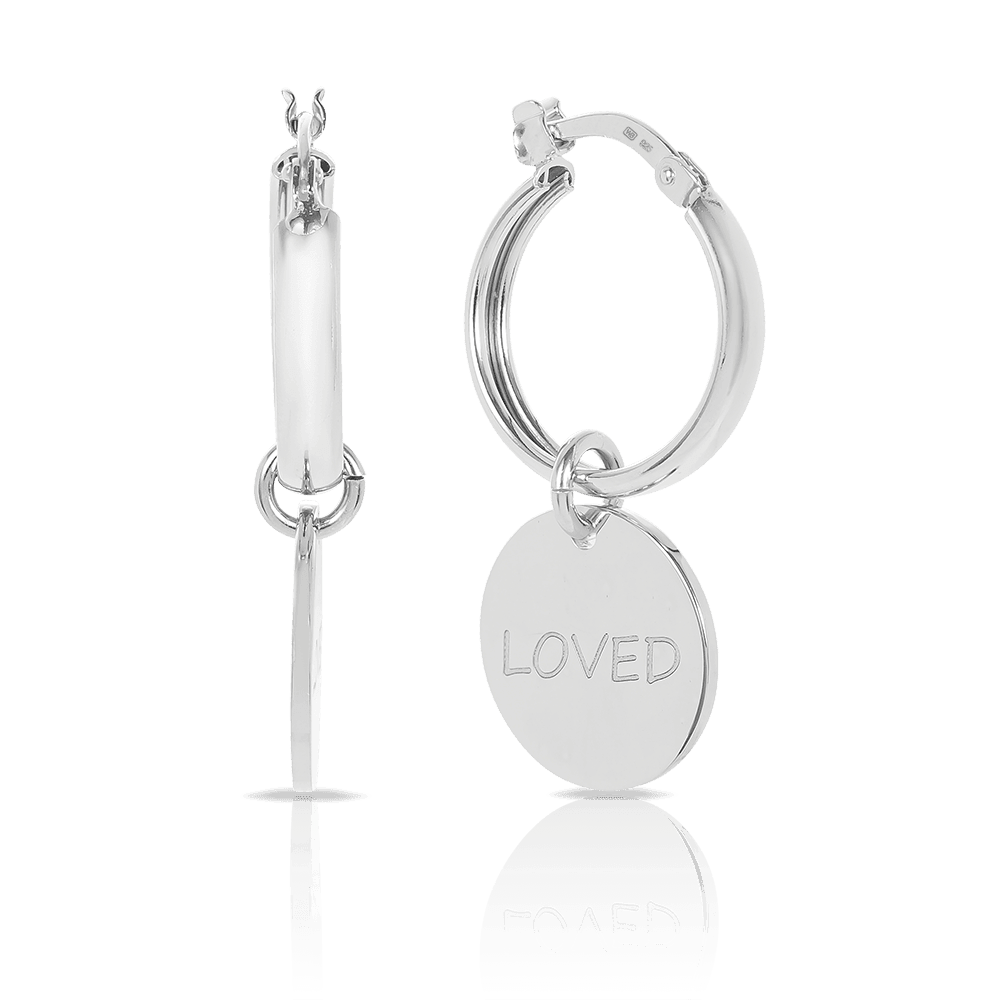 Sterling Silver "Loved" Hoops - Wallace Bishop