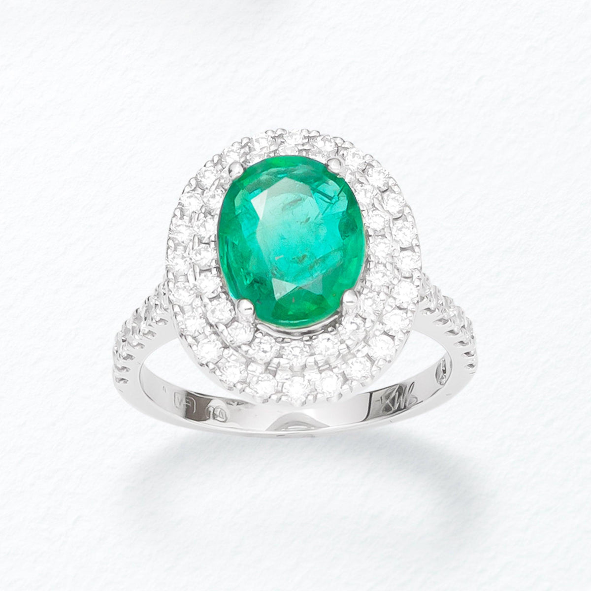 Stuart Bishop Collection Emerald and Diamond Ring in 18ct Yellow and White Gold TDW 1.005 - Wallace Bishop