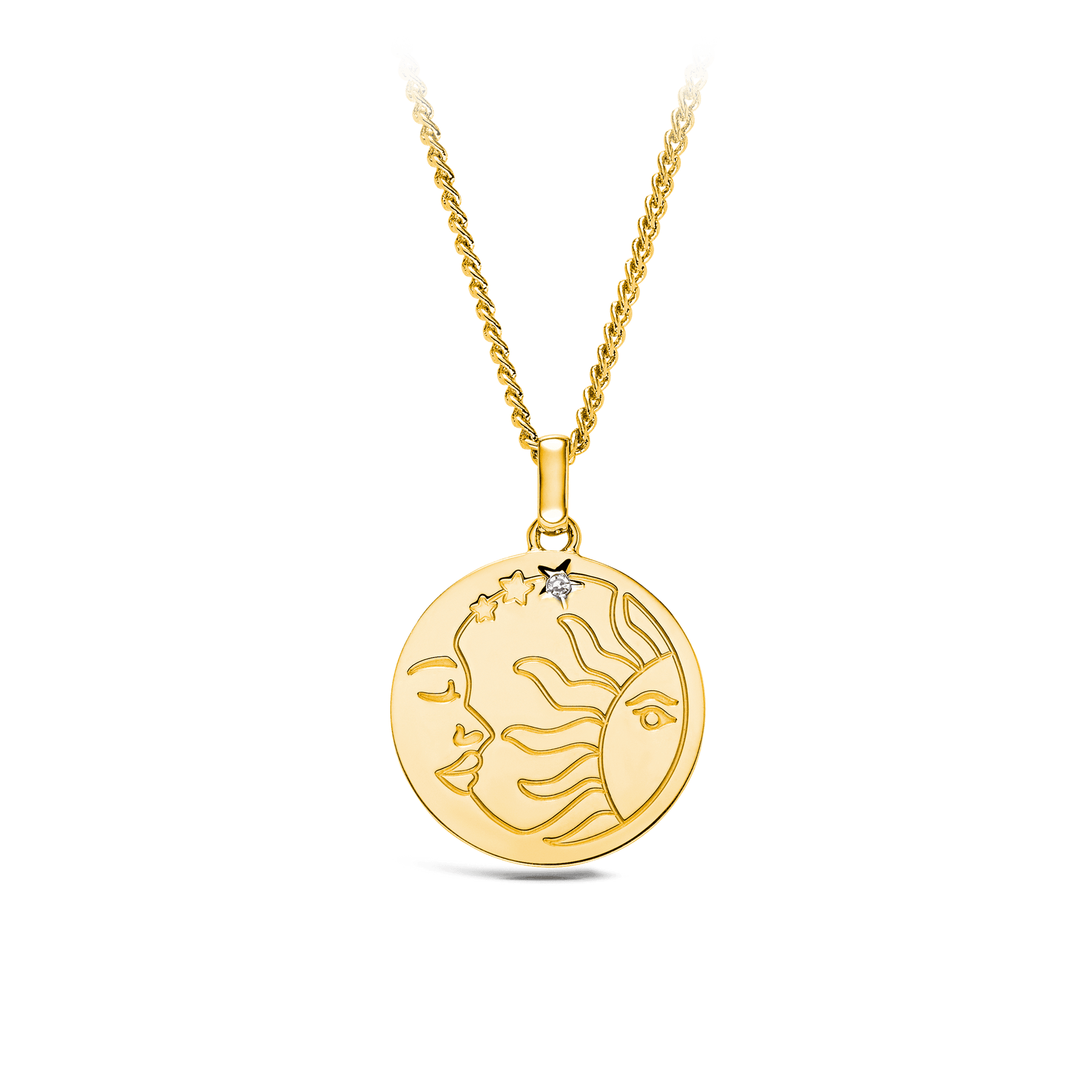 Sun Moon Stars Diamond Pendant in 9ct Yellow Gold