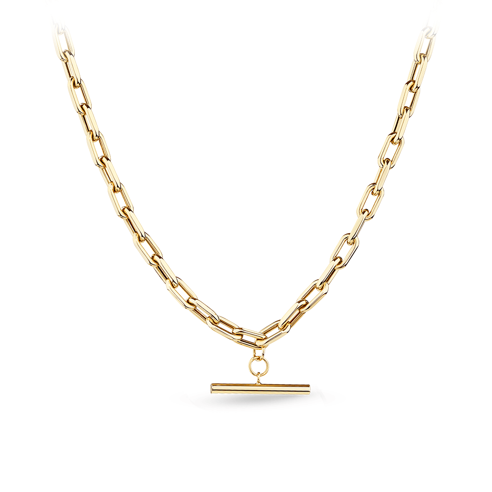 9K Gold Curb Albert Chain T-Bar Necklace - Fallers - Fallers.com - Fallers  Irish Jewelry