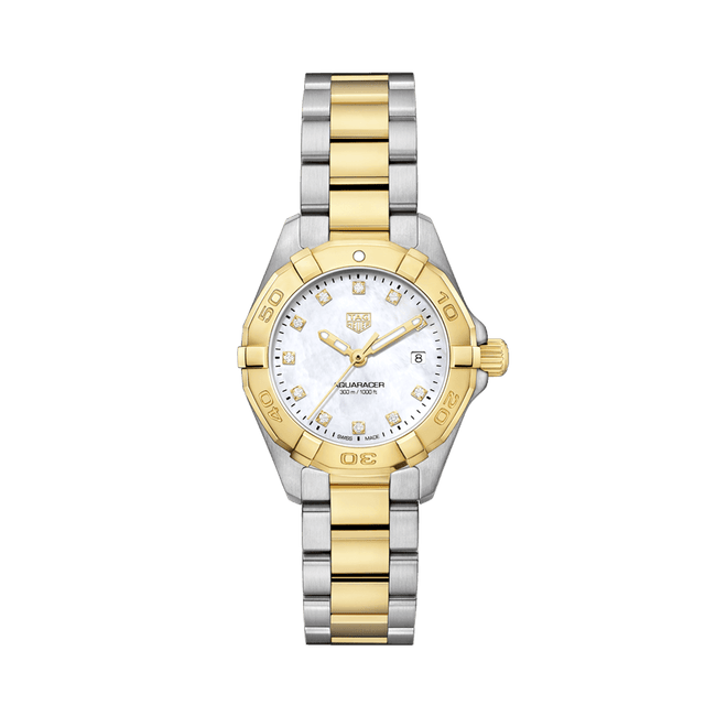 TAG Heuer Aquaracer Women's 27mm Stainless Steel & Yellow IP Quartz Watch WBD1422.BB0321 - Wallace Bishop