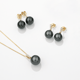 Tahitian Pearl & Diamond Bail Drop Earrings in 9ct Yellow Gold - Wallace Bishop