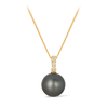 Tahitian Pearl & Diamond Bail Pendant in 9ct Yellow Gold - Wallace Bishop