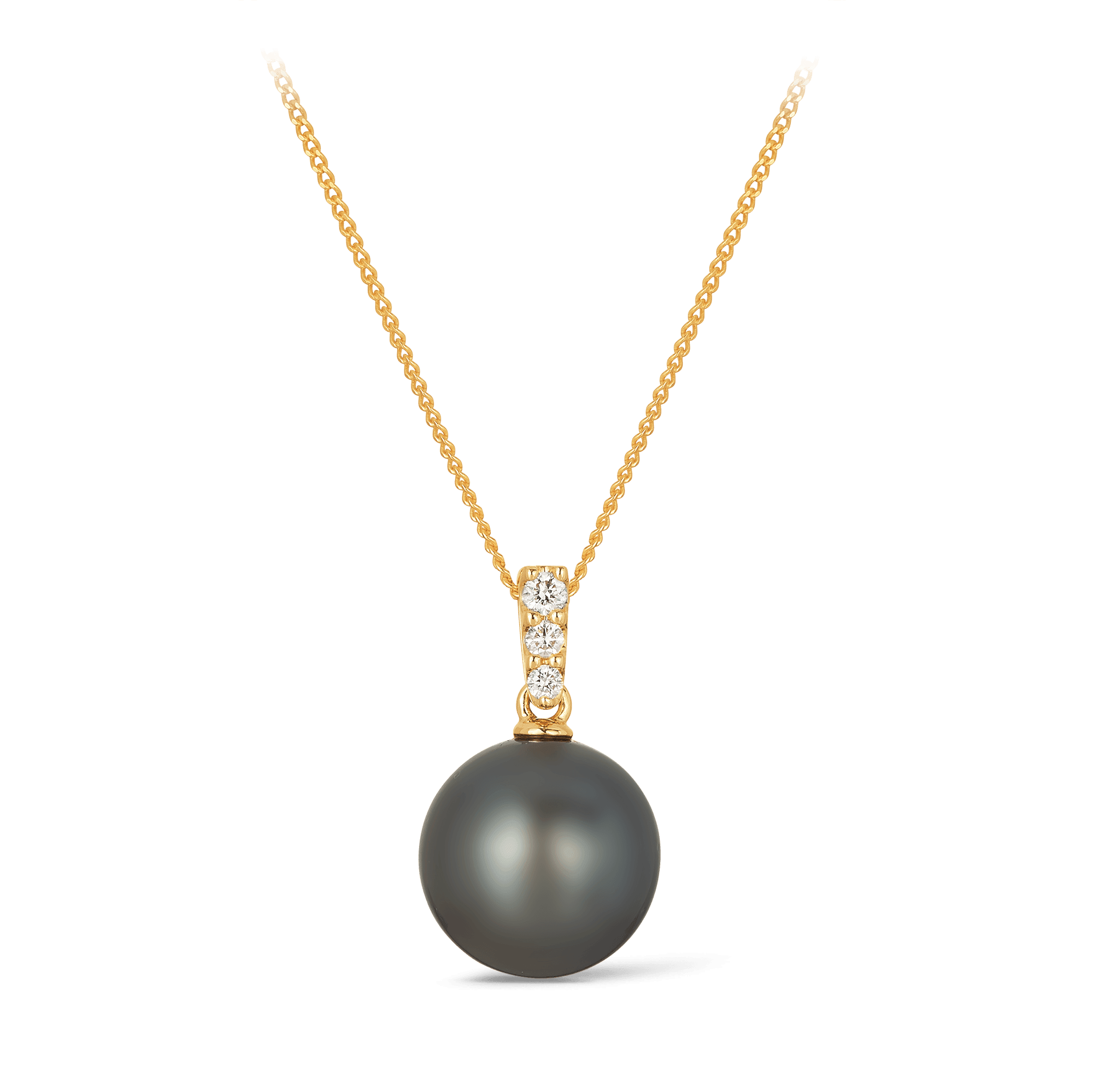 Tahitian Pearl & Diamond Bail Pendant in 9ct Yellow Gold - Wallace Bishop
