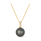 Tahitian Pearl & Diamond Bail Pendant in 9ct Yellow Gold - Wallace Bishop