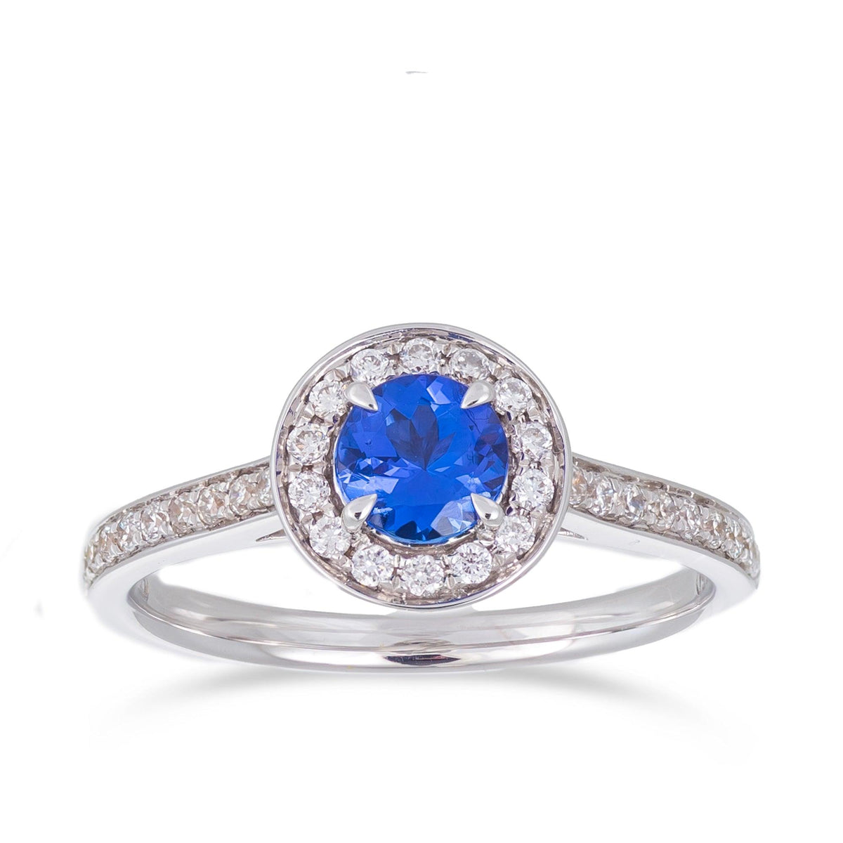 Tanzanite and Diamond Cushion Cut Ring in 18ct White Gold - Wallace Bishop