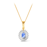 Tanzanite & Diamond Double Halo Pendant in 9ct Yellow & White Gold - Wallace Bishop