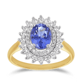 Tanzanite & Diamond Double Halo Ring in 9ct Yellow & White Gold - Wallace Bishop