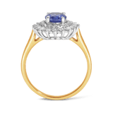 Tanzanite & Diamond Double Halo Ring in 9ct Yellow & White Gold - Wallace Bishop