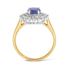 Tanzanite & Diamond Double Halo Ring in 9ct Yellow & White Gold - Wallace Bishop