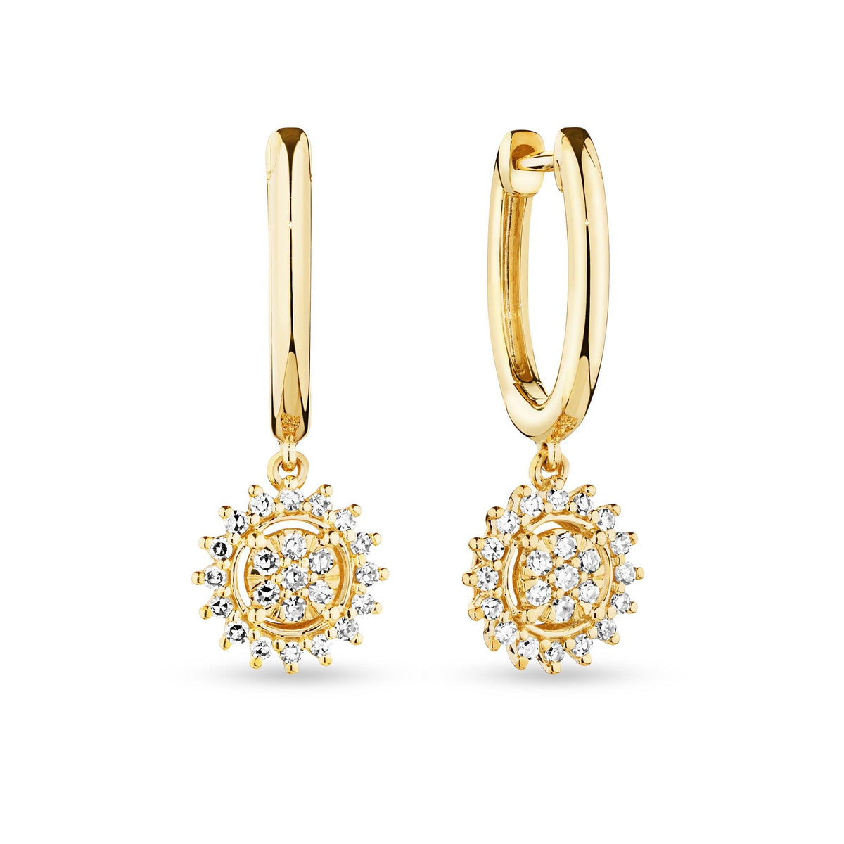 TDW 0.256 Diamond Drop Huggies in 9ct Yellow Gold - Wallace Bishop