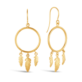 Three-Leaf Circle Drop Earrings in 9ct Yellow Gold - Wallace Bishop
