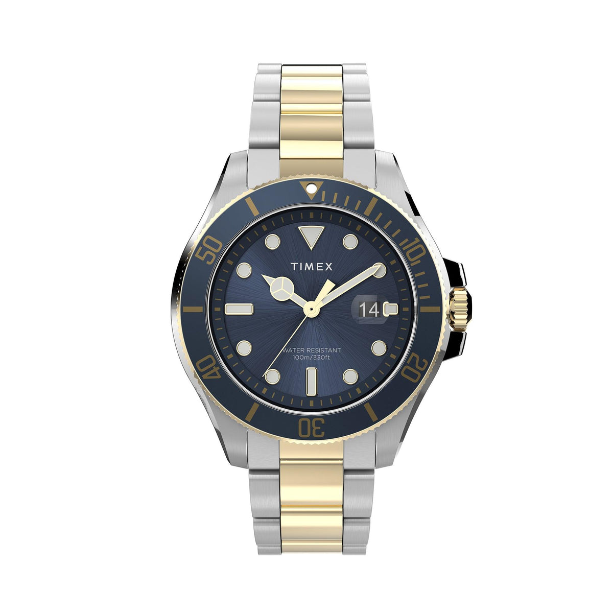 Timex Harborside Coast 43mm Two-Tone Blue TR Blue Dial Bracelet Watch TW2V42000 - Wallace Bishop