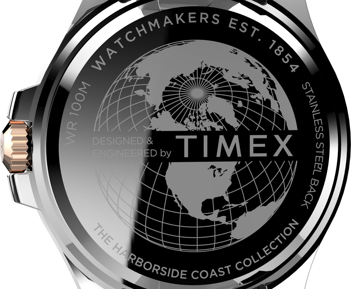Timex Harborside Coast 43mm Two-Tone Green TR Black Dial Bracelet Watch TW2V42100 - Wallace Bishop