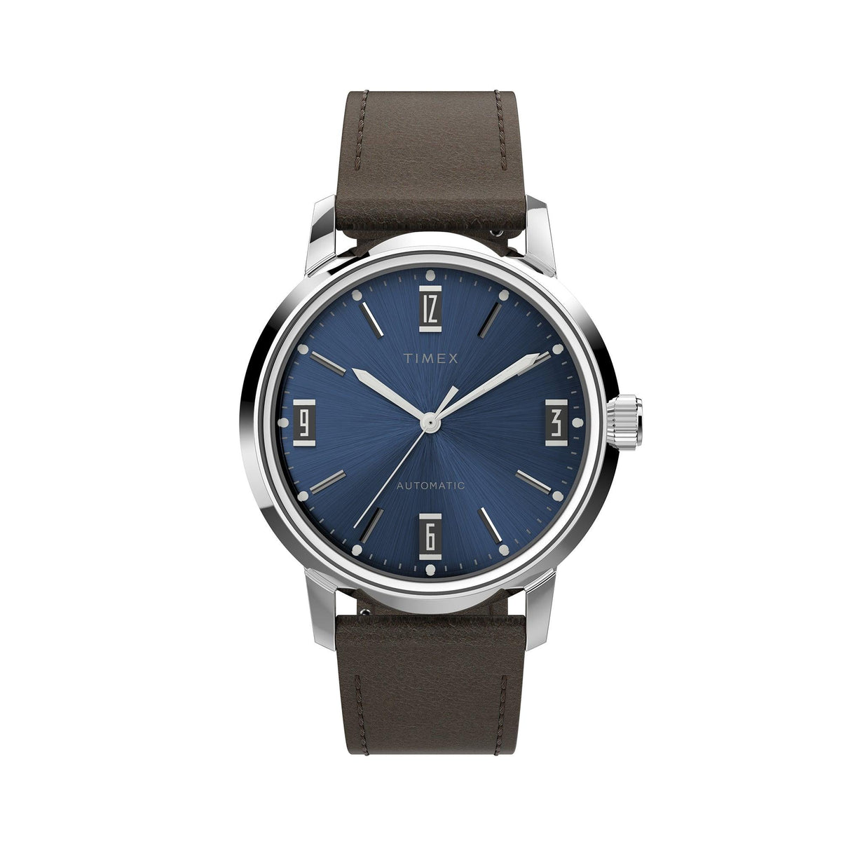 Timex Marlin Automatic 40mm SST Case Blue Dial Brown Leather Strap Watch TW2V44500 - Wallace Bishop