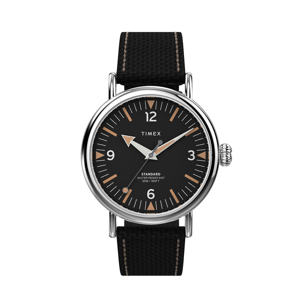 Timex Standard 40mm Silver-tone Case Black Dial Black Fabric Leather Strap Watch TW2V4400 - Wallace Bishop
