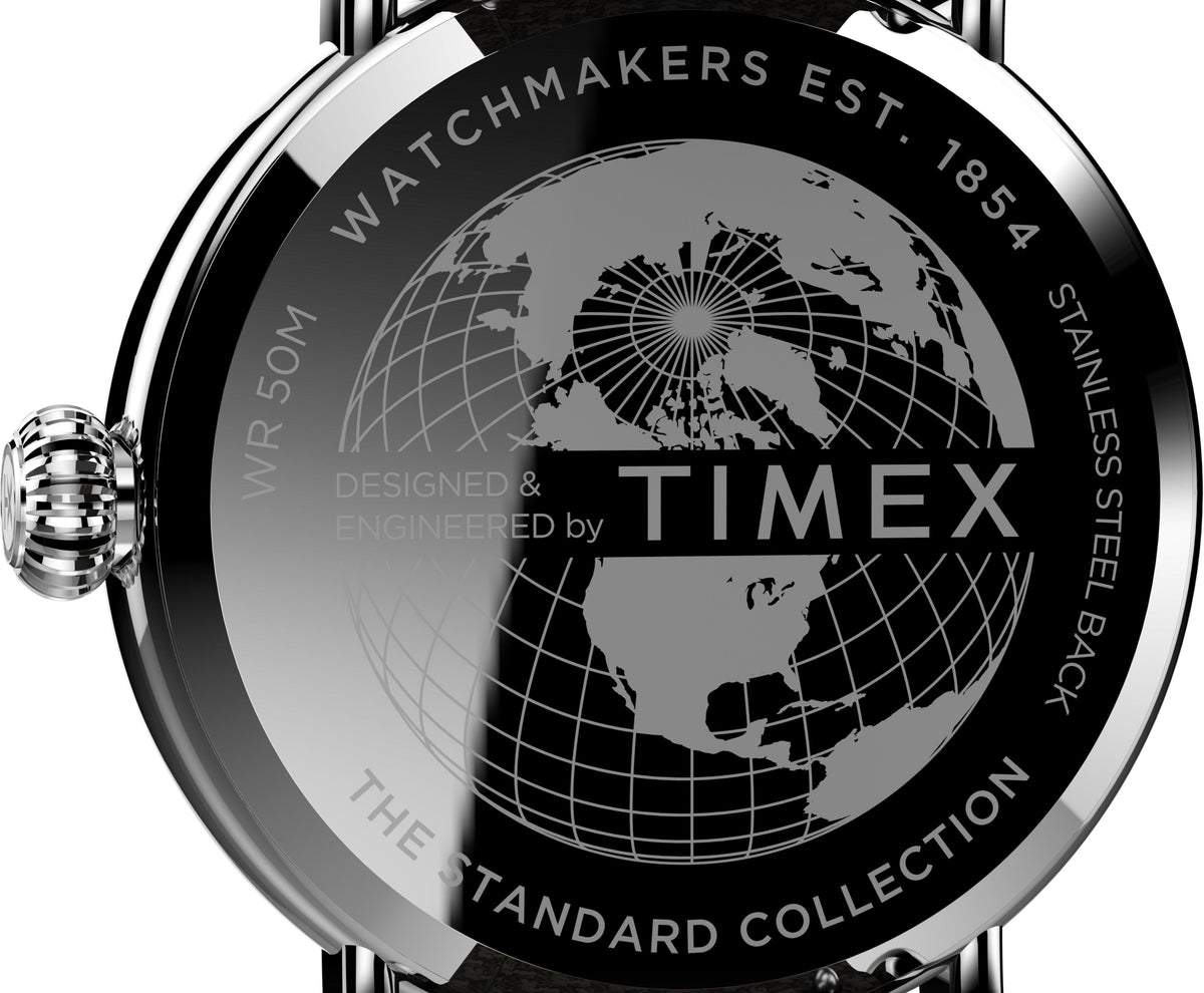 Timex Standard 40mm Silver-tone Case Cream Dial Brown Fabric Leather Strap Watch TW2V44100 - Wallace Bishop