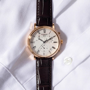 Tissot Carson Premium Men's 41mm Rose PVD Quartz Chronograph Watch T122.417.36.033.00 - Wallace Bishop