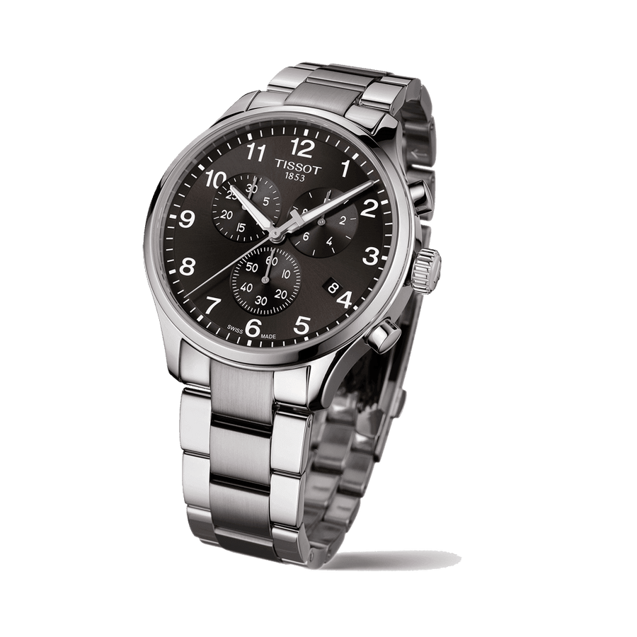 Tissot Chrono XL Black Dial Silver Steel Strap Watch For Men - T116.617.11.057.00