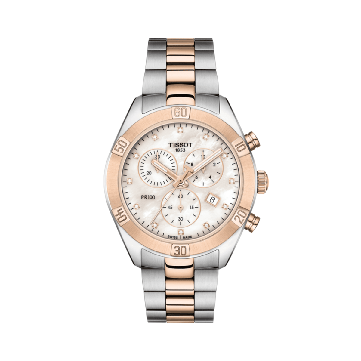 Tissot PR 100 Women's 38mm Stainless Steel & Rose Plated Quartz Chronograph Watch T101.917.22.116.00 - Wallace Bishop