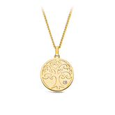 Tree of Life Disc Pendant with Diamond in 9ct Yellow Gold - Wallace Bishop