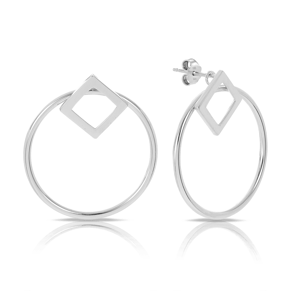 Triangle & Circle Earrings in Sterling Silver - Wallace Bishop
