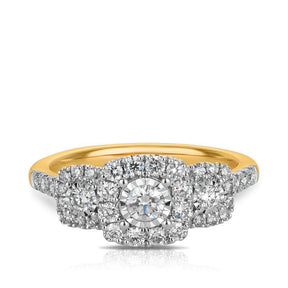 Trilogy Diamond Dress Ring in 9ct Yellow and White Gold TDW 0.80ct - Wallace Bishop