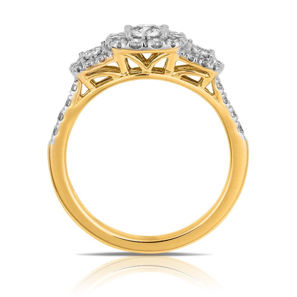 Trilogy Diamond Dress Ring in 9ct Yellow and White Gold TDW 0.80ct - Wallace Bishop