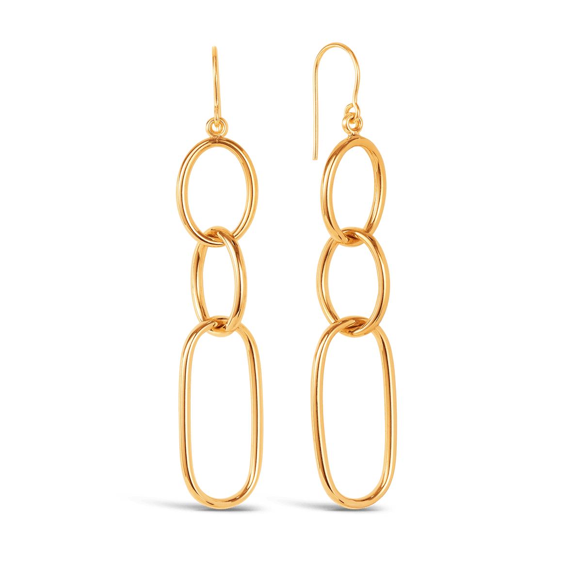 Triple Linked Drop Earrings in 9ct Yellow Gold - Wallace Bishop
