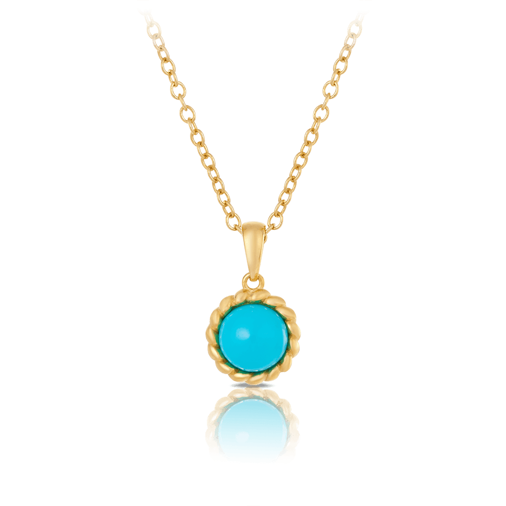 Turquoise Pendant in 9ct Yellow Gold
