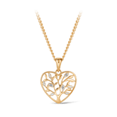 TW 0.0090 Heart Tree Diamond Pendant in 9ct Yellow Gold - Wallace Bishop