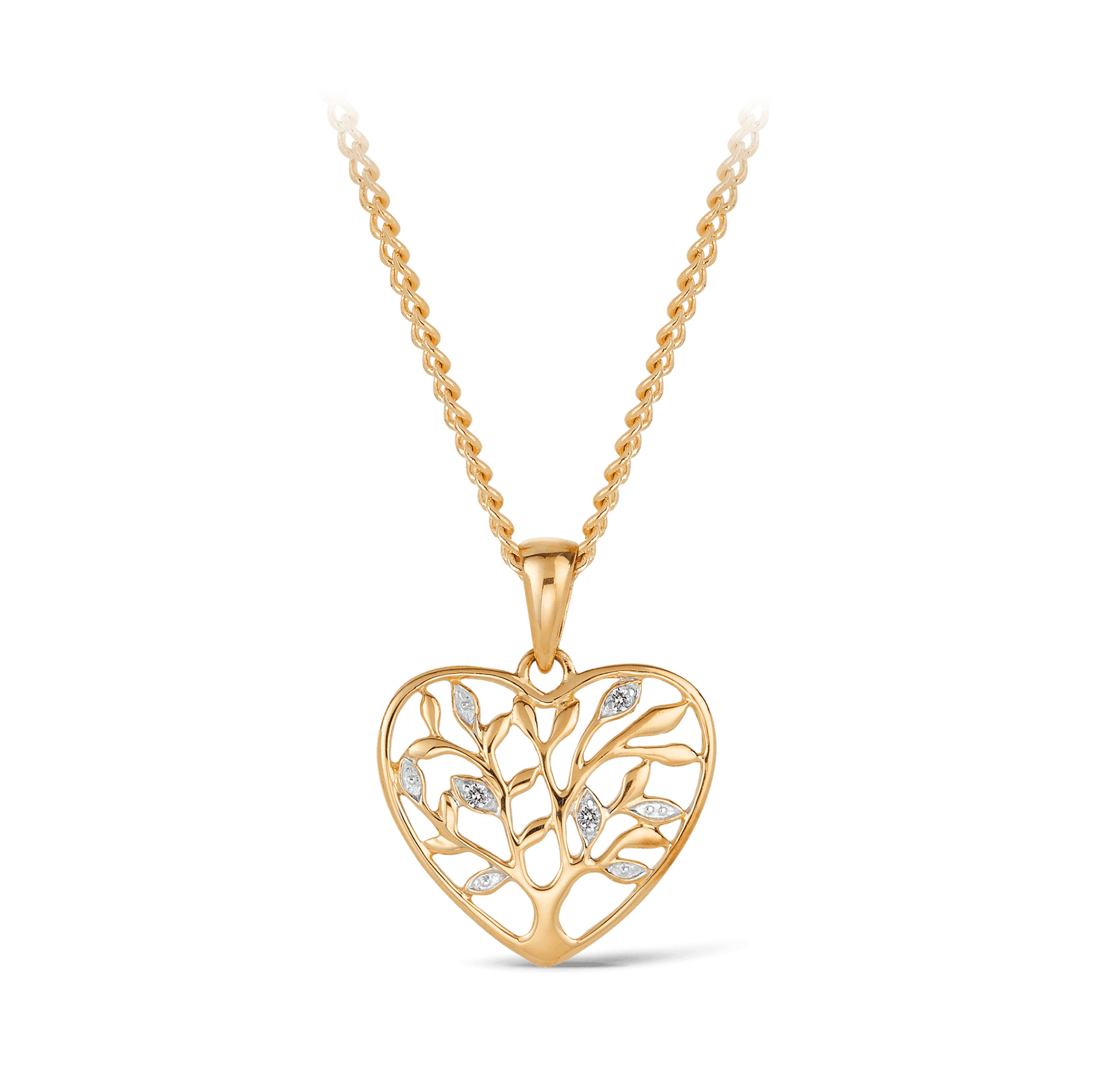 TW 0.0090 Heart Tree Diamond Pendant in 9ct Yellow Gold - Wallace Bishop