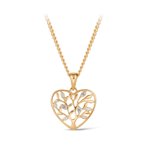 TW 0.0090 Heart Tree Diamond Pendant in 9ct Yellow Gold - Wallace Bishop