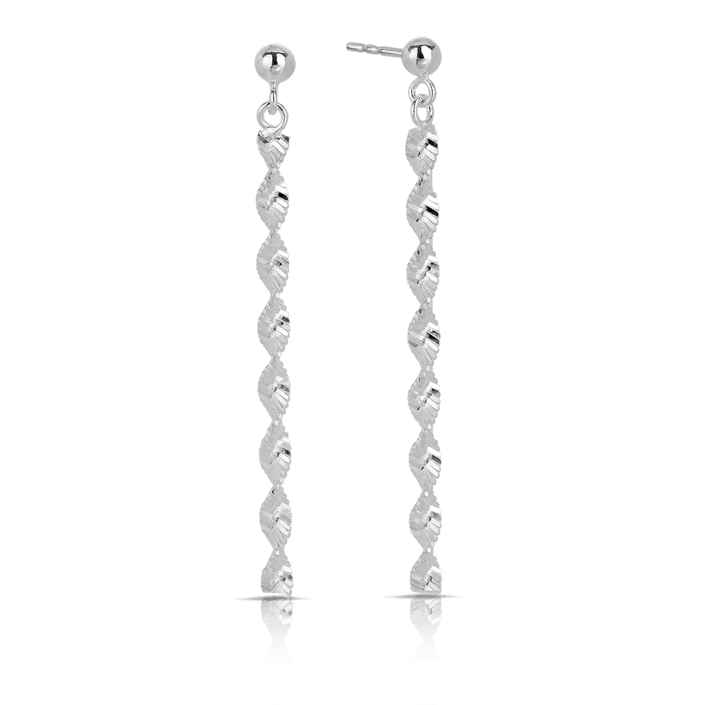 Twist Drop Earrings in Sterling Silver - Wallace Bishop