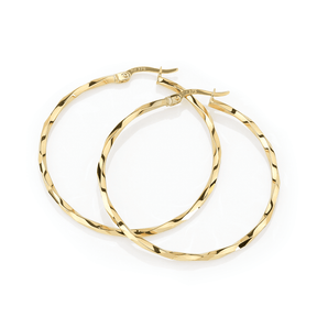 Twist Hoop Earrings in 9ct Yellow Gold - Wallace Bishop