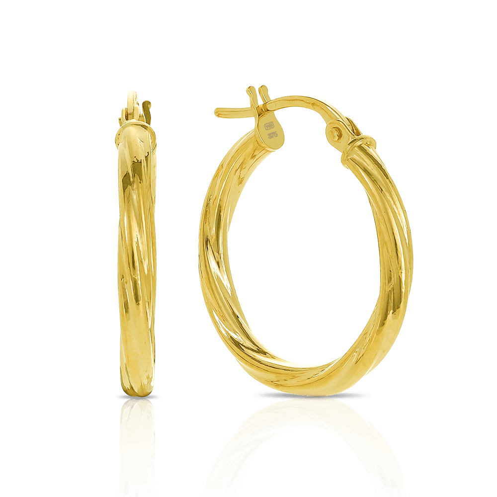 Twist hoop Earrings in 9ct Yellow Gold - Wallace Bishop