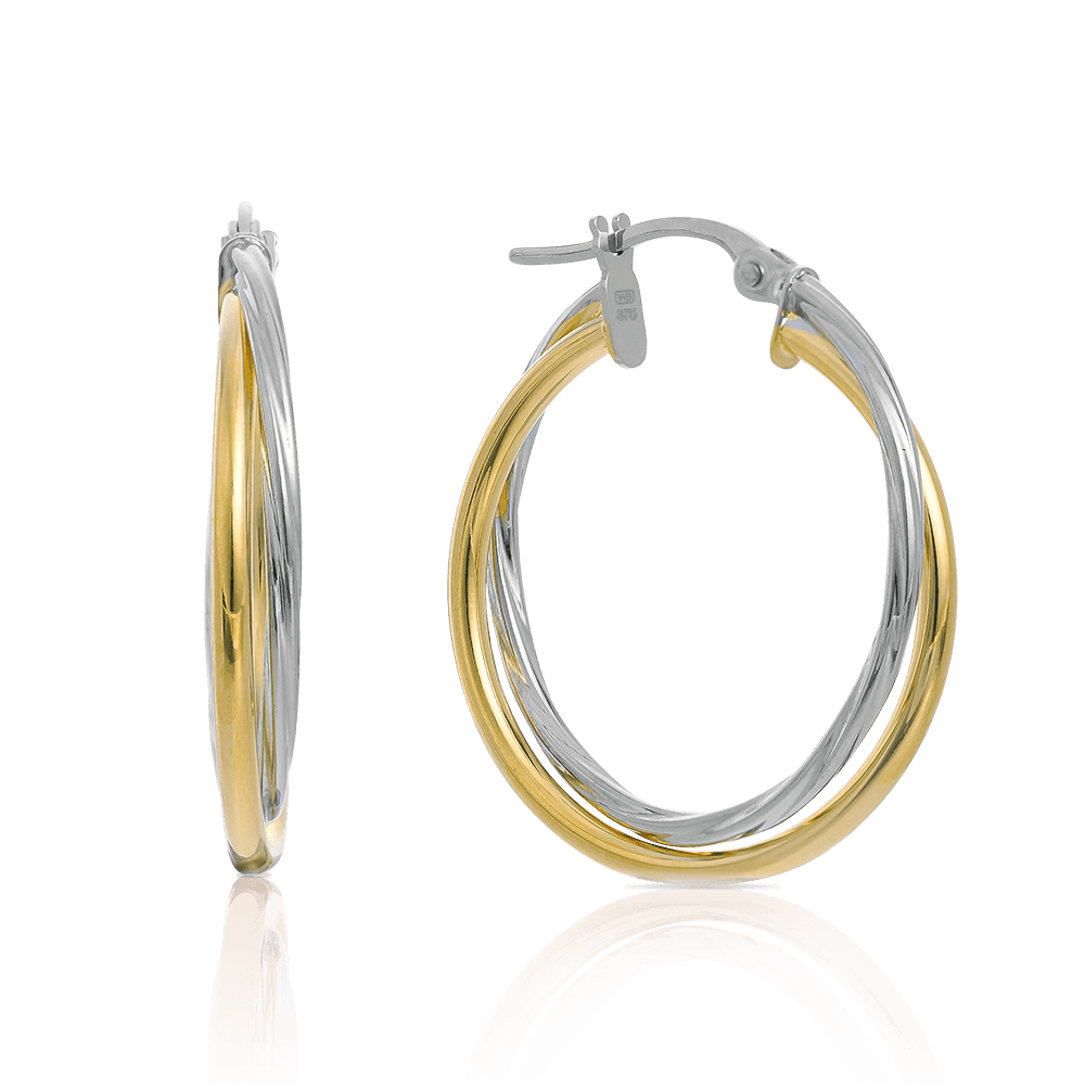 Two Tone Hoops in 9ct Yellow and White Gold - Wallace Bishop