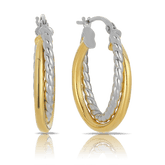 Two-Tone Twist Loop Huggie Earrings in 9ct Yellow and White Gold - Wallace Bishop