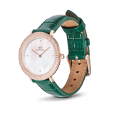 Daniel Wellington Crystalline Bezel Green Croc Rose Gold Watch