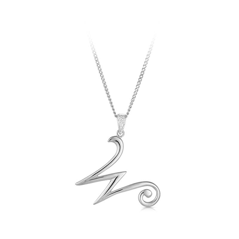 'W' Initial Diamond Pendant in Sterling Silver - Wallace Bishop