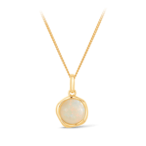 White Opal Pendant in 9ct Yellow Gold - Wallace Bishop