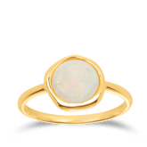 White Opal Round Ring in 9ct Yellow Gold - Wallace Bishop